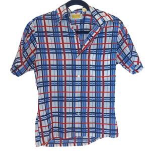 Vintage Austin Sage Mens Plaid Shirt Top Size Small READ